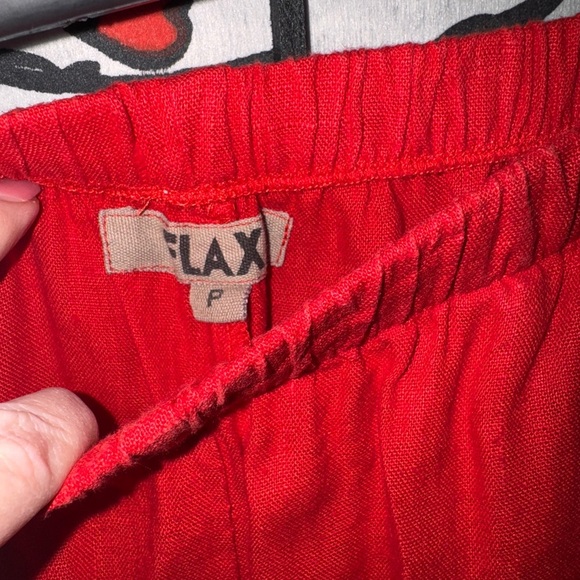 FLAX Linen S/M Petite 2 Piece High Low 100% Linen Red Boho Lightweight Outfit - Picture 5 of 9